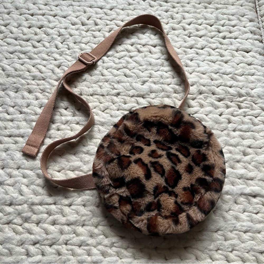 Aerie Belt Bag Leopard Print Faux Fur Round Bag